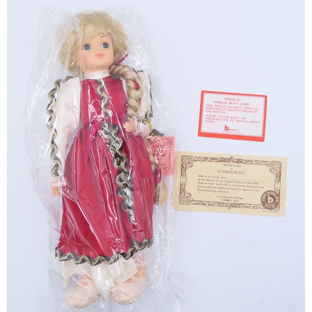 Vintage Brinn's 1988 Rapunzel Porcelain Doll Fairy Tale Series Burgundy